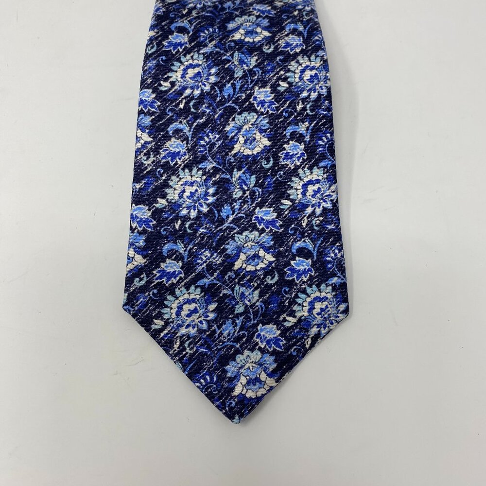 NEW kiton blue floral print 100% silk mens neck tie